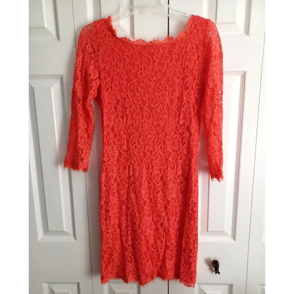 NWOT Diane von Furstenberg DVF Zarita Scoop Lace Dress Tulip Color Size 8 - Picture 3 of 7